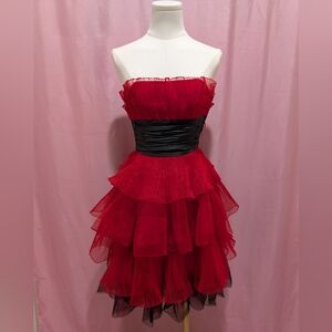RARE Betsey Johnson Black Red Ruffled Tulle Party Dress, NWT (MSRP $450)